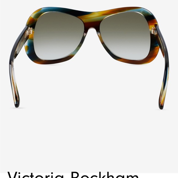 VICTORIA BECKHAM | Striped Khaki Geometric Square Acetate Sunglasses - Picture 13 of 13